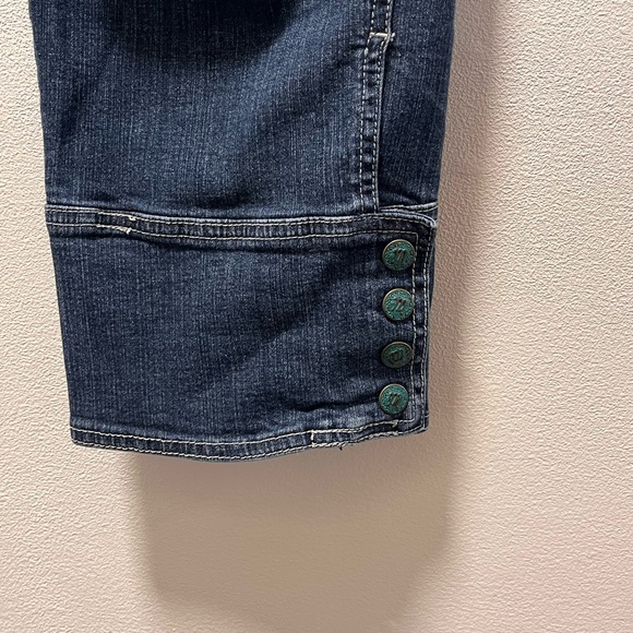 Mix It Dark Y2K Stylish Utility Inspired Y2K Cropped Jeans, Sz 6, Blue Dark Wash - Picture 3 of 4